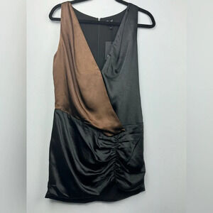 NWT NBD Black /Brown Satin mini dress size Small